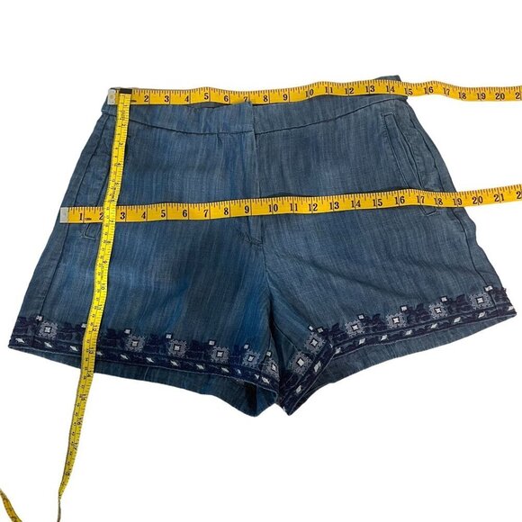 Kaari Blue Embroidered‎ Denim/Chambray Shorts Women's Size 6 - Picture 9 of 16